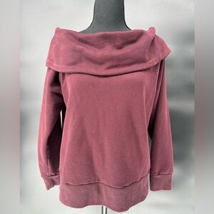 Victoria Sports Women's Maroon Cotton Long Sleeve Cowl Neck Top Shirt Size M